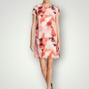 Vince Camuto Geometric Print Red and Pink Dress - 4